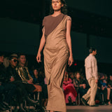 One-Shoulder Drape Pants (BEIGE)