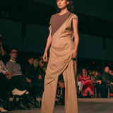 One-Shoulder Drape Pants (BEIGE)