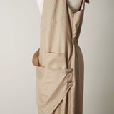 One-Shoulder Drape Pants (BEIGE)