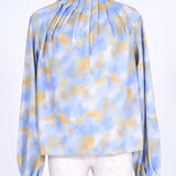 Neck Tuck Print Blouse