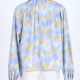Neck Tuck Print Blouse