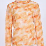 Print Sheer High-Neck Knit