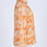 Print Sheer High-Neck Knit