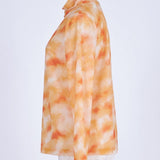 Print Sheer High-Neck Knit