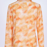 Print Sheer High-Neck Knit