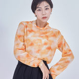 Print Sheer High-Neck Knit