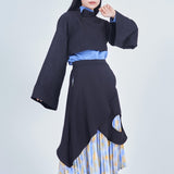 Asymmetric Jacquard Short Blouse