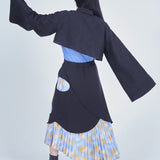 Asymmetric Jacquard Short Blouse