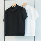 Double Sheer Neck Top (WHITE)