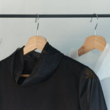 Double Sheer Neck Top (BLACK)