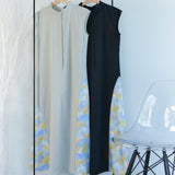 Asymmetric Printed Hem Dress (BLACK)
