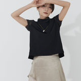 Double Sheer Neck Top (BLACK)