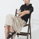 Double Sheer Neck Top (BLACK)