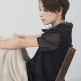 Double Sheer Neck Top (BLACK)