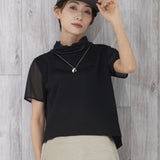 Double Sheer Neck Top (BLACK)