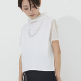 Double Sheer Neck Top (WHITE)