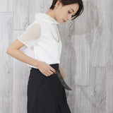 Double Sheer Neck Top (WHITE)