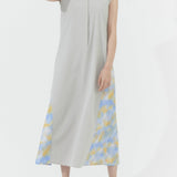 Asymmetric Printed Hem Dress (GREIGE)