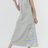 Asymmetric Printed Hem Dress (GREIGE)