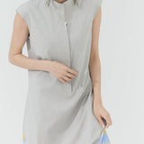 Asymmetric Printed Hem Dress (GREIGE)