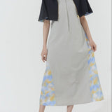 Asymmetric Printed Hem Dress (GREIGE)
