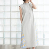 Asymmetric Printed Hem Dress (GREIGE)