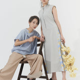 Asymmetric Printed Hem Dress (GREIGE)