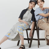 Asymmetric Printed Hem Dress (GREIGE)