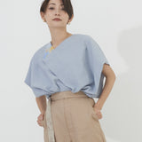 Fold Collar Twill Vintage Blouse