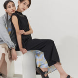 Asymmetric Printed Hem Dress (BLACK)