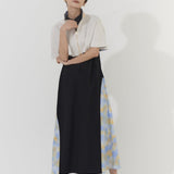 Asymmetric Printed Hem Dress (BLACK)