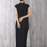 Asymmetric Printed Hem Dress (BLACK)