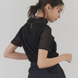 Double Sheer Neck Top (BLACK)