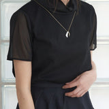 Double Sheer Neck Top (BLACK)