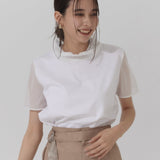 Double Sheer Neck Top (WHITE)