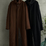 [Unisex] Curved Cut Wool Coat (BLACK)