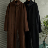 [Unisex] Curved Cut Wool Coat (BROWN)