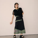 Asymmetric Design Print Skirt