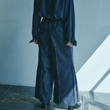 [Unisex] Denim-like Design Wide Pants (BLACK)
