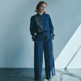[Unisex] Denim-like Design Wide Pants (BLACK)