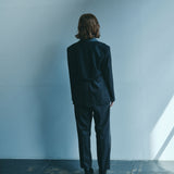 [Unisex] Denim-like Side Stripe Tapered Slacks (BLACK)