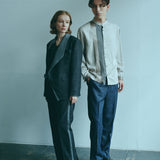 [Unisex] Denim-like Side Stripe Tapered Slacks (BLACK)
