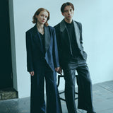[Unisex] Denim-like Design Wide Pants (BLACK)