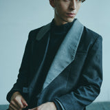 [Unisex] Denim-like Design Tailored Jacket (BLACK)