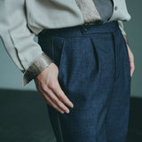 [Unisex] Denim-like Side Stripe Tapered Slacks (INDIGO)