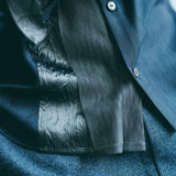 [Unisex] Mesh&amp;Shiny Design Band Collar Shirt (NAVY)
