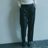 [Unisex] Denim-like Side Stripe Tapered Slacks (BLACK)