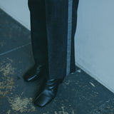 [Unisex] Denim-like Side Stripe Tapered Slacks (BLACK)