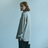 [Unisex] Mesh&amp;Shiny Design Band Collar Shirt (BEIGE)