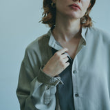 [Unisex] Mesh&amp;Shiny Design Band Collar Shirt (BEIGE)